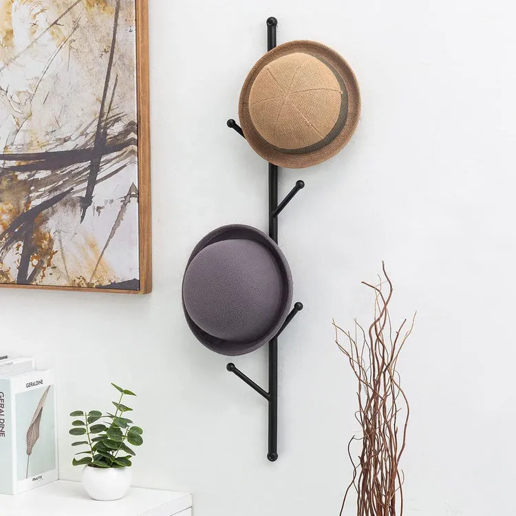 6-Hook Matte Black Metal Wall Mounted Vertical Coat and Hat Tree Rack