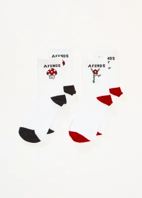 AFENDS Womens Garden Fresh - Socks Two Pack - White