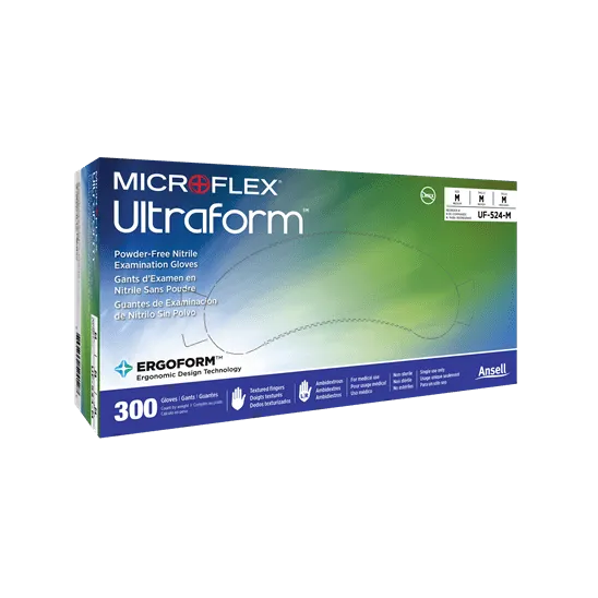 Ansell MicroFlex Ultraform Exam Gloves, Nitrile, Powder Free, Non Sterile