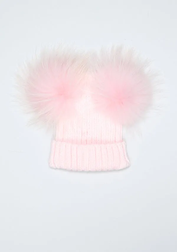 Candy Pink Double PomPom Hat