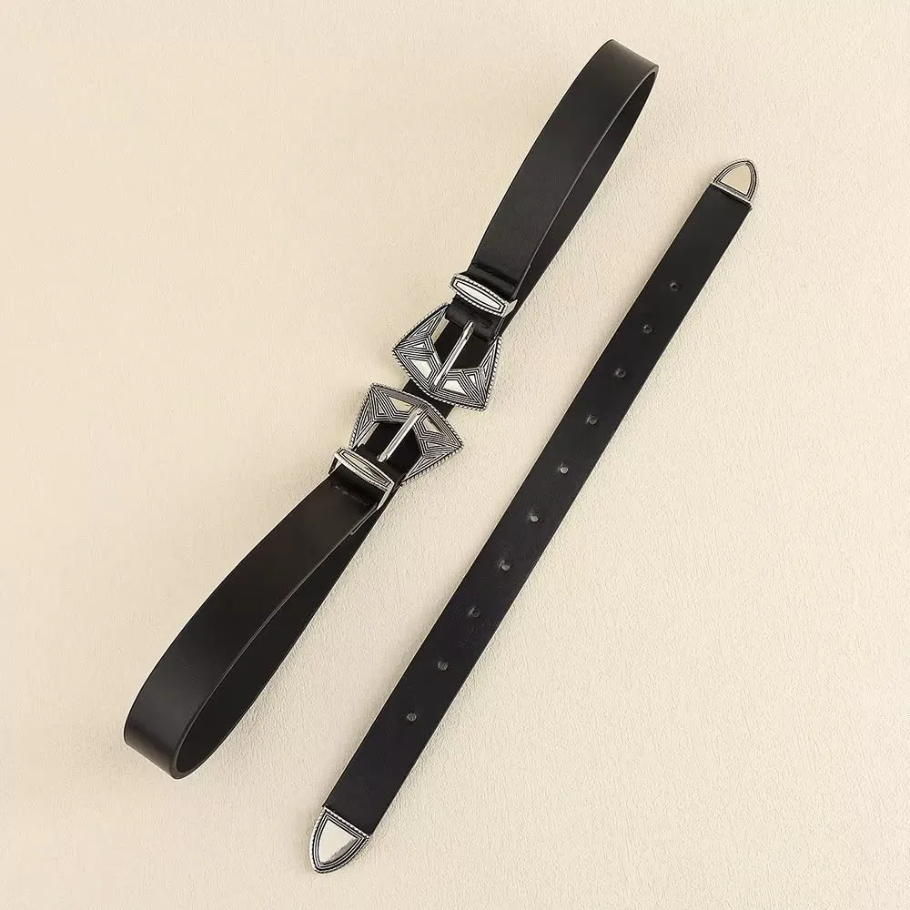 ChicBelt Dual-Length Slim PU Needle-Buckle Belt