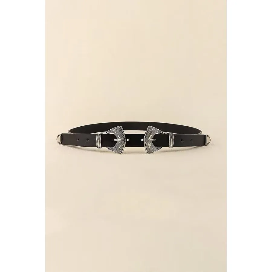 ChicBelt Dual-Length Slim PU Needle-Buckle Belt