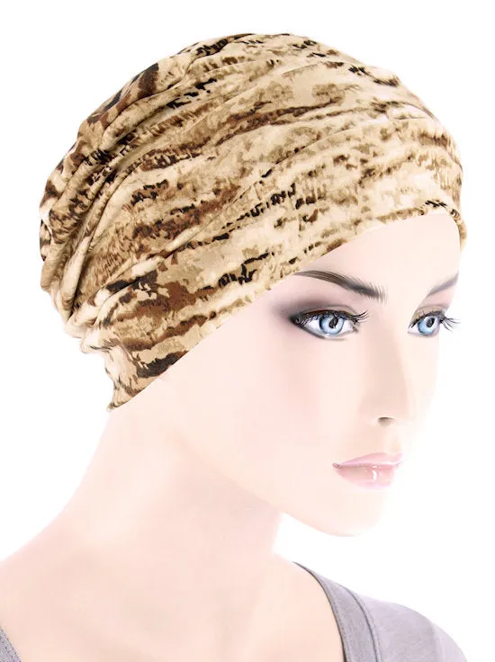 CKC-138#Chemo Cloche Cap in Brown Tiger