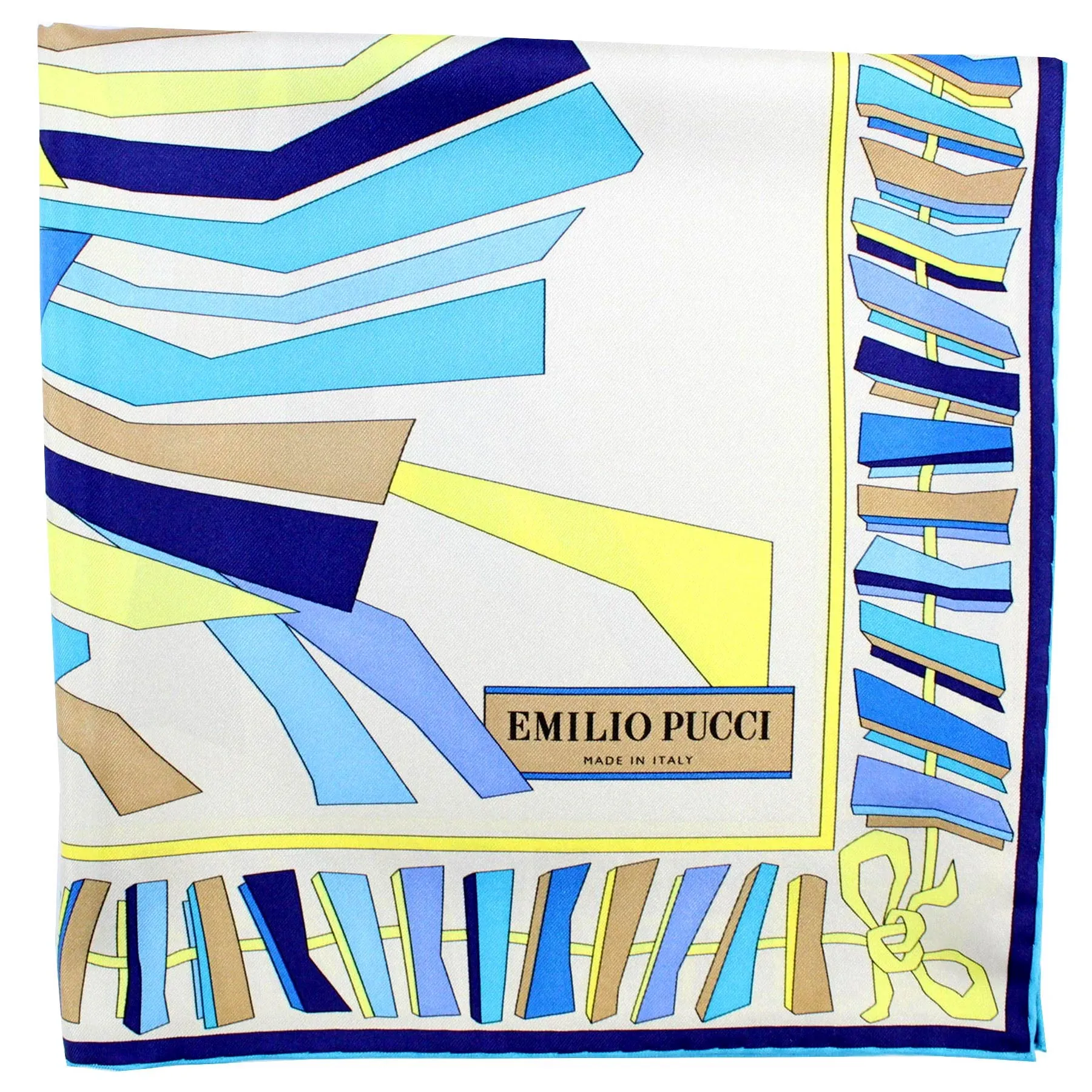 Emilio Pucci Scarf Gray Blue Taupe Aqua - Large Twill Silk Square Scarf SALE