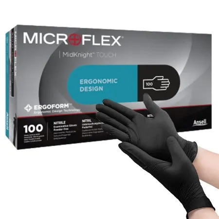 Exam Glove MICROFLEX® MidKnight™ Touch 93-732 X-Small NonSterile Nitrile Standard Cuff Length Textured Fingertips Black Not Rated - Microflex Medical  Mfr# 93732060