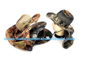 Forest Camouflage Mesh Bucket Hats W/ Neck Cover Wholesale