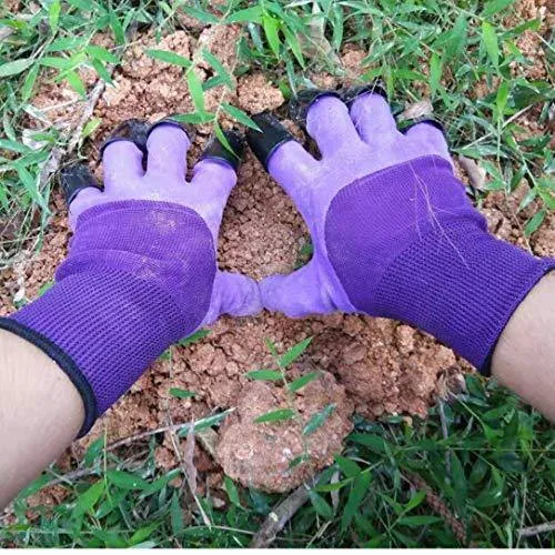 Garden Genie Gloves, Waterproof Garden Gloves with Claw For Digging Planting, Best Gardening Gifts for Women and Men. (Purple)