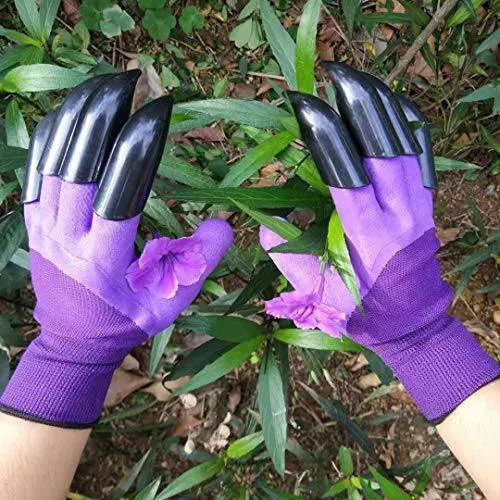 Garden Genie Gloves, Waterproof Garden Gloves with Claw For Digging Planting, Best Gardening Gifts for Women and Men. (Purple)