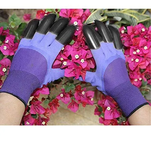 Garden Genie Gloves, Waterproof Garden Gloves with Claw For Digging Planting, Best Gardening Gifts for Women and Men. (Purple)