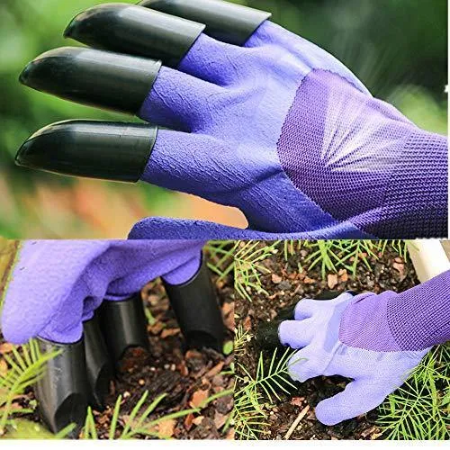 Garden Genie Gloves, Waterproof Garden Gloves with Claw For Digging Planting, Best Gardening Gifts for Women and Men. (Purple)