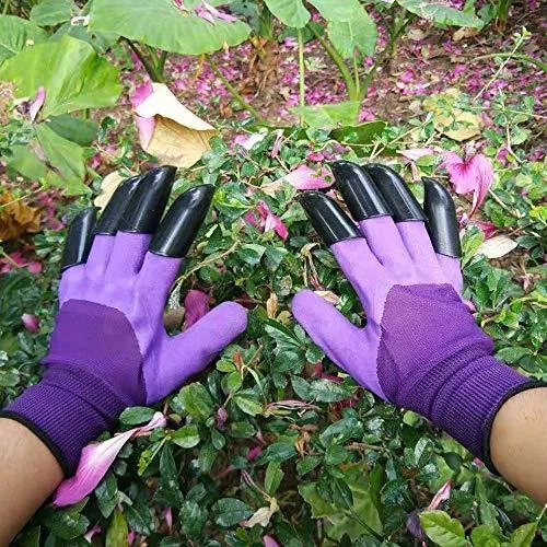 Garden Genie Gloves, Waterproof Garden Gloves with Claw For Digging Planting, Best Gardening Gifts for Women and Men. (Purple)