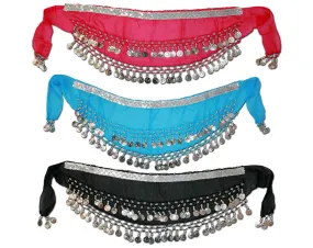 Kid Size Sequins Belly Dance Hip Scarf Wrap Belt Tribal Sash Skirt w/ Coins