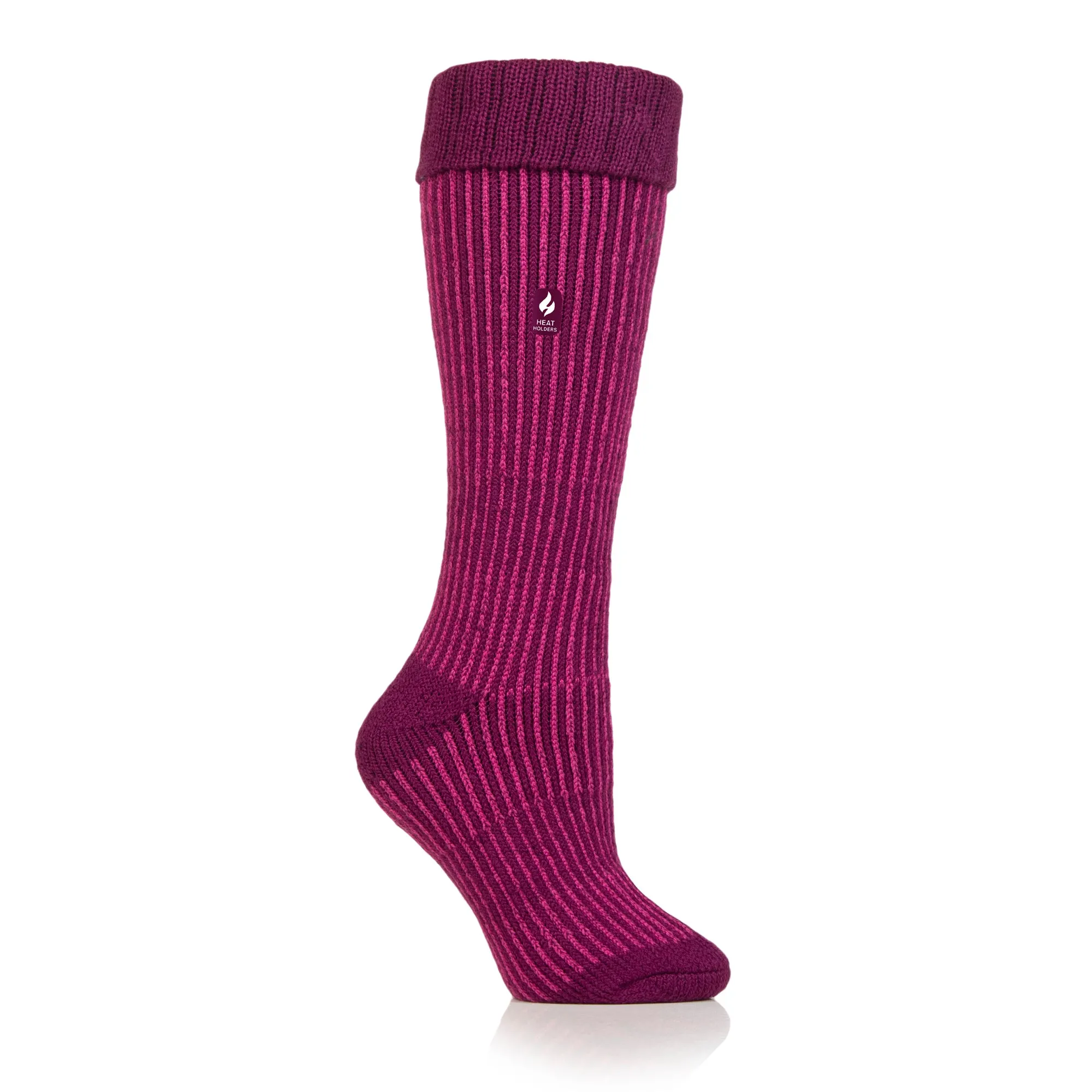 Ladies Original Begonia Long Boot Socks With Turnover Top - Fuchsia