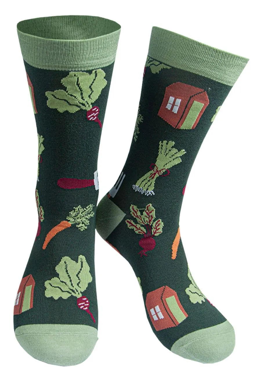 Men's Garden Shed and Spade Green Bamboo Socks