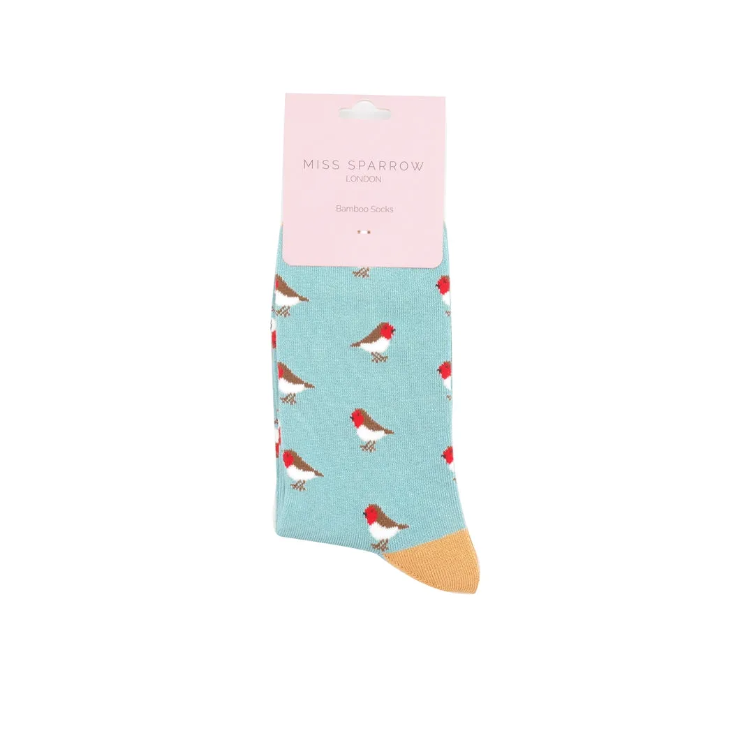 Miss Sparrow Little Robins Socks Duck Egg