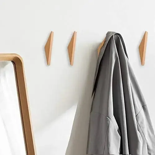 Modern Triangle Wooden Hook, Single Organizer, Hat Rack, Towel Hook - Natural - Walnut