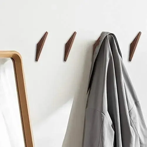 Modern Triangle Wooden Hook, Single Organizer, Hat Rack, Towel Hook - Natural - Walnut