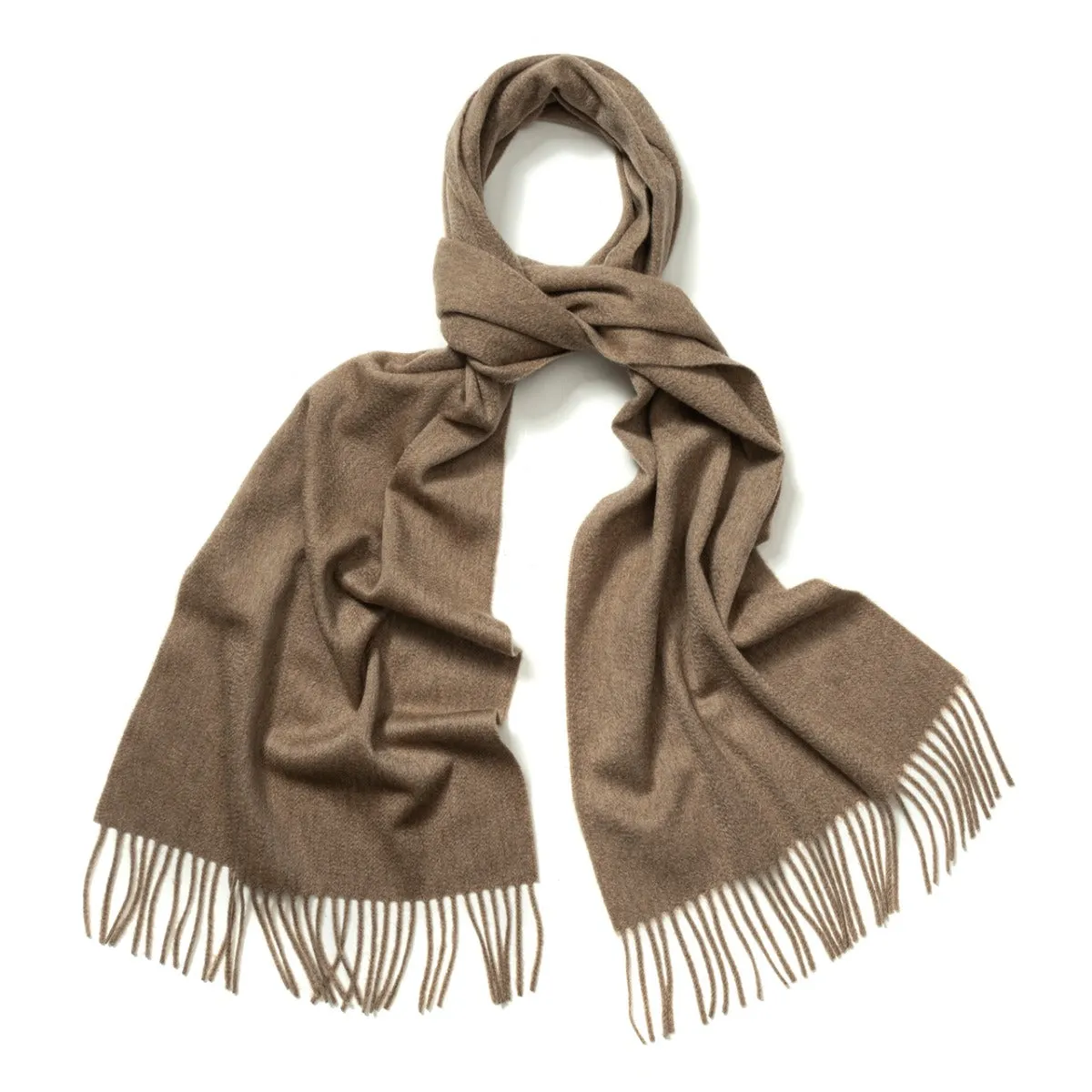 Plain Ripple Cashmere Scarf in Fawn