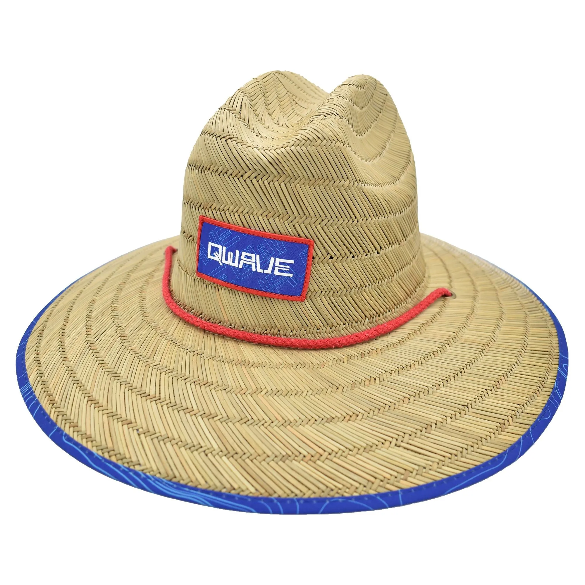 Qwave Mens Straw Hat - Cool Fishing Print Designs, Beach Gear Sun Hats for Men Protects from Summer Sun - Lifeguard Hat - Topography Print