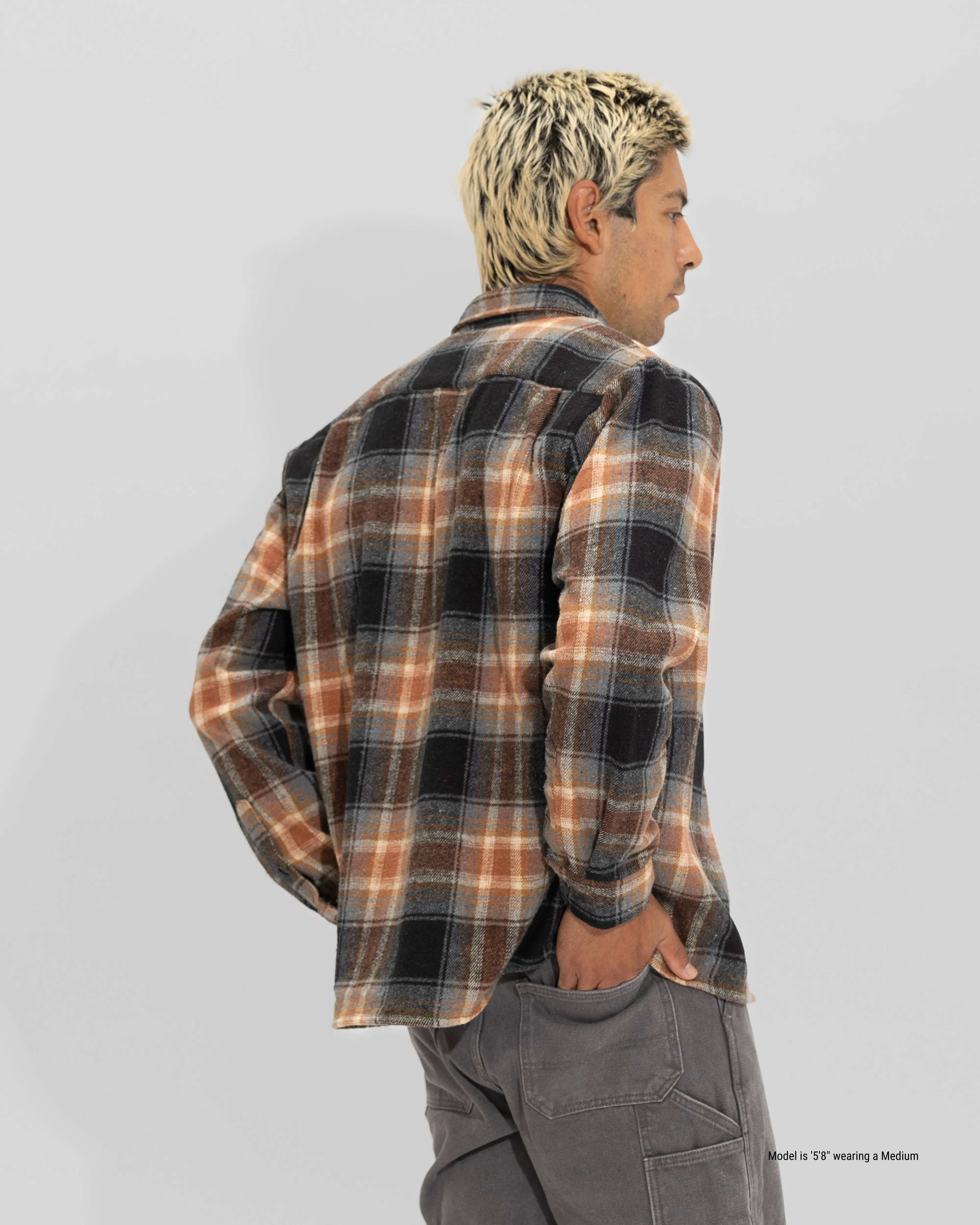 Relaxed Fit Flannel Shirt for Shorter Men