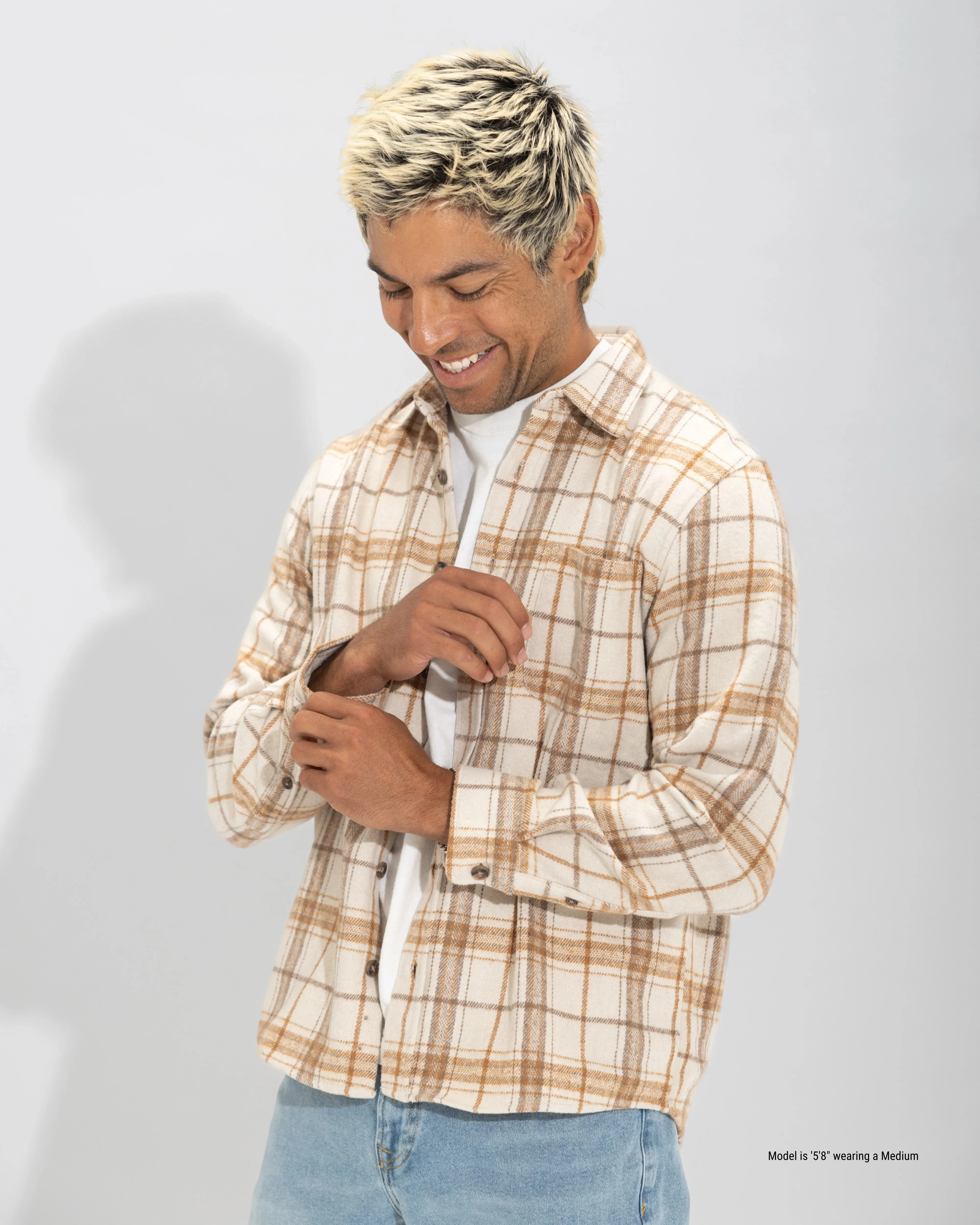 Relaxed Fit Flannel Shirt for Shorter Men