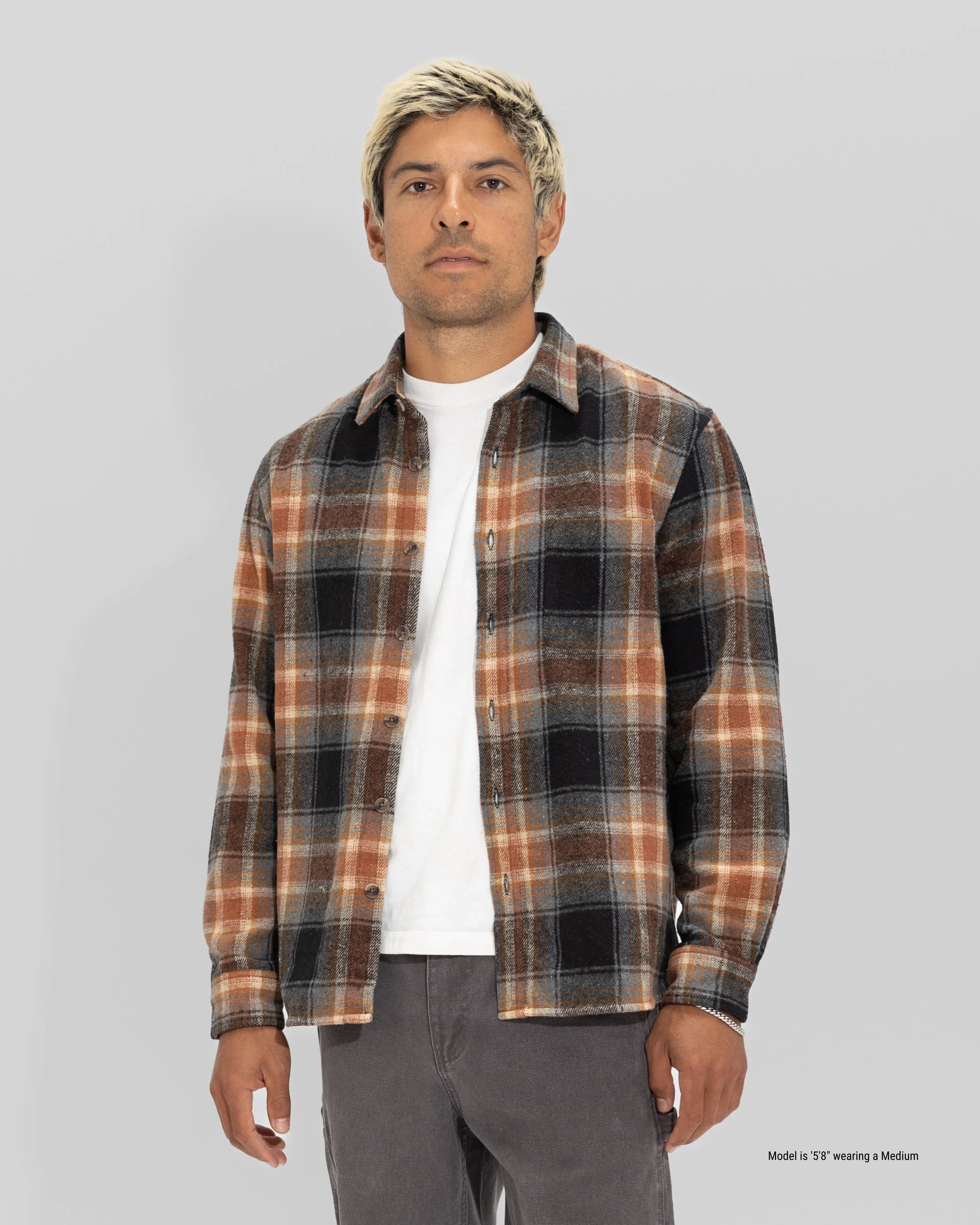 Relaxed Fit Flannel Shirt for Shorter Men