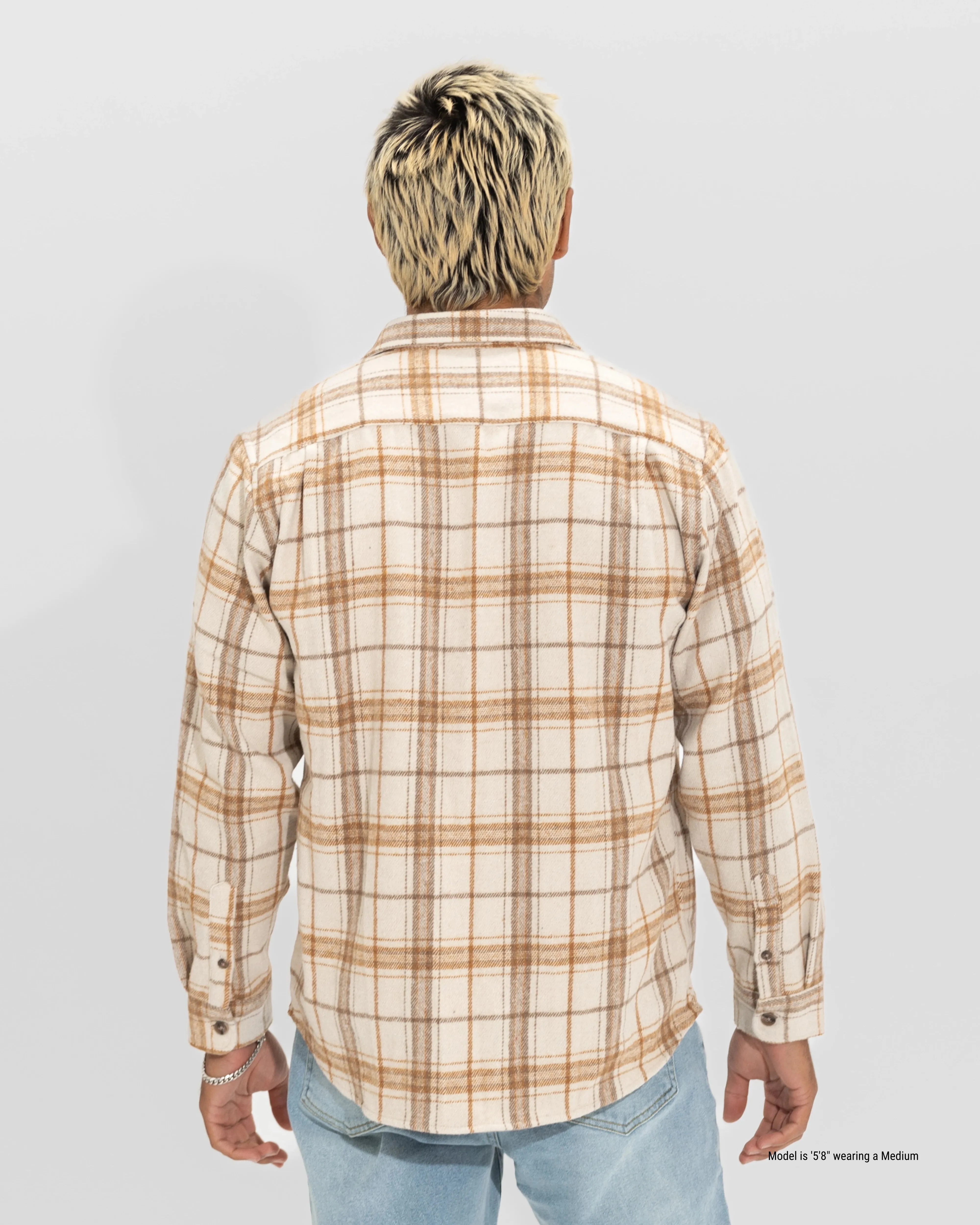 Relaxed Fit Flannel Shirt for Shorter Men