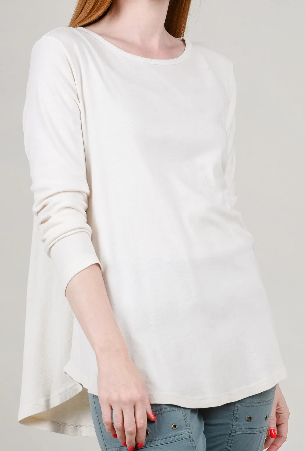 Relaxed L/S Round Neck Tee, Milk