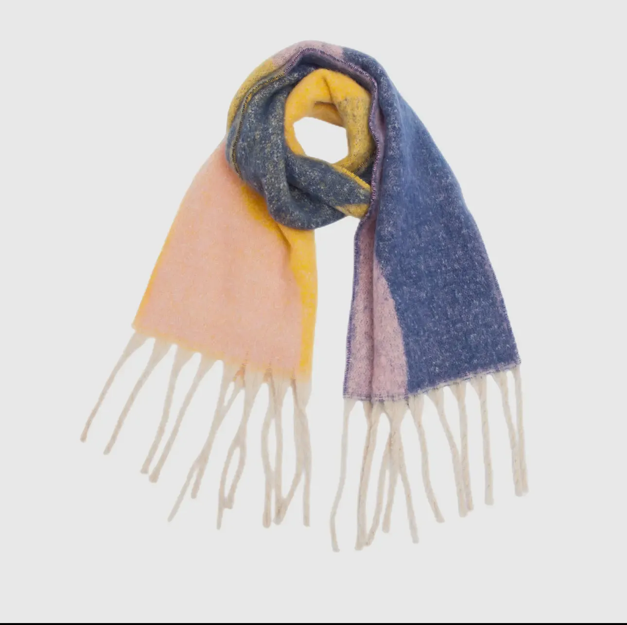 Soft Chunky Abstract Fleece Scarf With Tassel