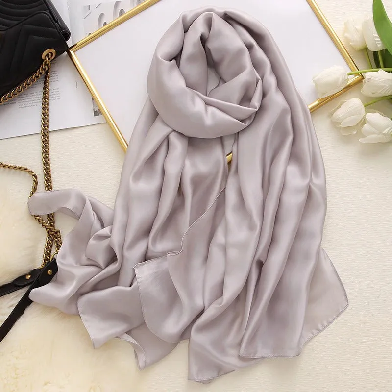 Solid-Colored Long and Silky Pashmina Wrap Scarves