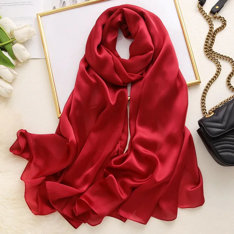 Solid-Colored Long and Silky Pashmina Wrap Scarves