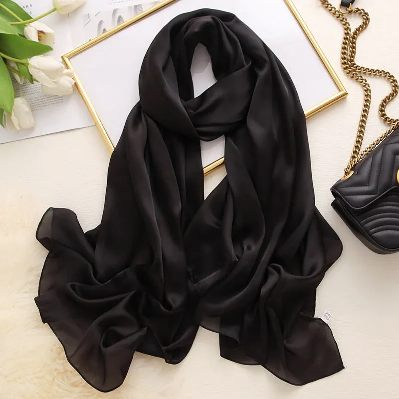 Solid-Colored Long and Silky Pashmina Wrap Scarves