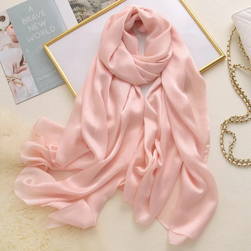 Solid-Colored Long and Silky Pashmina Wrap Scarves