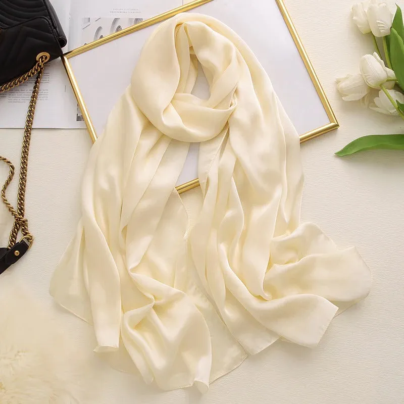 Solid-Colored Long and Silky Pashmina Wrap Scarves