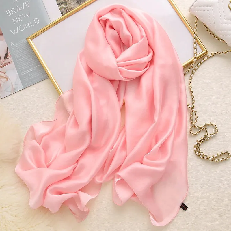 Solid-Colored Long and Silky Pashmina Wrap Scarves