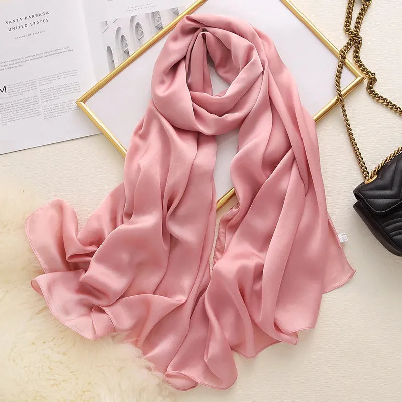 Solid-Colored Long and Silky Pashmina Wrap Scarves