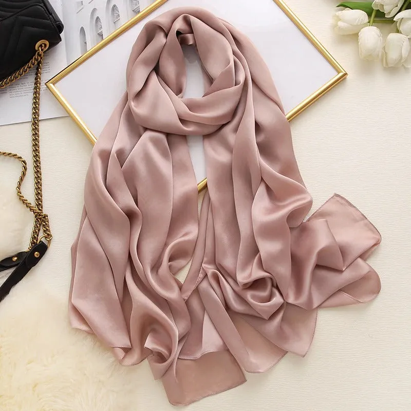 Solid-Colored Long and Silky Pashmina Wrap Scarves