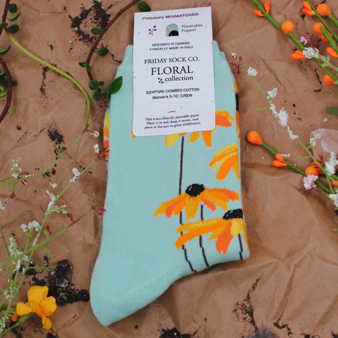 Women's Black Eyed Susan Floral Socks