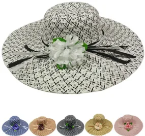 women's summer hat with rose bow Case of 72